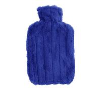 WPKD BLUEIY Bouillotte de 2 000 ml, bouillotte d'injection haute densité avec housse souple pour l'hiver, bleu foncé, sac d'eau chaude de 2 L, rétention de la chaleur, utilisation confortable