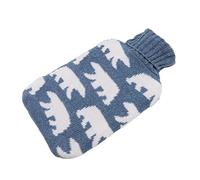 WPKD BLUEIY Bouillotte de 2000 ml avec housse en tricot doux pour le cou et les épaules, pour l'hiver, motif ours