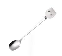 WPKD BLUEIY Cuillère à long manche, cuillère à mélanger en acier inoxydable avec petite tête ronde profonde pour soupe, huile, assaisonnement, facile à nettoyer, 30 cm de long, multicolore