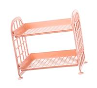 WPKD BLUEIY Étagère de rangement de bureau, design creux double couche, étagère de rangement simple et élégante, rose, organiseur de table, solution de rangement peu encombrante