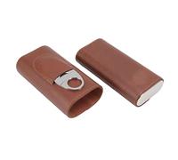 WPKD BLUEIY Étui à cigares à 3 doigts en cuir avec doublure en bois de cèdre, design de voyage portable, ciseaux inclus, couleur marron