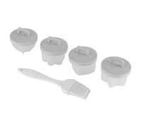 WPKD BLUEIY Lot de 4 cuiseurs à œufs en plastique gris avec brosse à huile, pocheuse à œufs et cuiseur à œufs