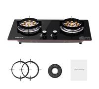 WPKD BLUEIY Réchaud à gaz avec 2 brûleurs, panneau en verre trempé, 7,2 kW, 9 cavités, flamme élevée, pour appareil de cuisson d'intérieur au gaz naturel GPL (73 x 41 x 16 cm, 8,4 kg)