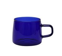 WPKD BLUEIY Tasse à café en verre de 350 ml, tasse à café en cristal avec poignée, résistance aux hautes températures, utilisation à la maison et au café, bleu, idéale pour le café, le lait et l'eau