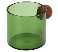 WPKD BLUEIY Tasse à café en verre transparent résistant à la chaleur avec poignée boule en bois, 120 ml, idéale pour bureau, bar et fête, vert