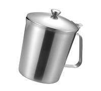 WPKD BLUEIY Tasse à mesurer en acier inoxydable, pichet à mousse de lait de 500 ml avec poignée et couvercle, marquages transparents pour latte art, tasse à mesurer multifonction en métal pour café et