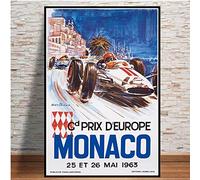 WPLSKY Vintage Monaco Course Automobile Course Toile Affiche Art Mural Toile Peinture Chambre décoration Imprime 50x70 CM sans Cadre Gris Clair