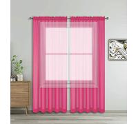 WPM Lot de 2 Rideaux Transparents Rose Vif de 147,3 cm de Large x 213,4 cm de Long avec Passe-Tringle pour Chambre à Coucher, Cuisine, Salon et Chambre d'enfant entièrement Cousus et ourlés