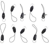 Wpppan Lot de 10 boucles détachables noires pour téléphone portable, pendentif, petite sangle, cordon anti-perte, porte-clés, crochets, attaches, accessoires de couture