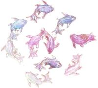 Wpppan Lot de 100 mini figurines de poissons rouges miniatures en résine colorées, mignonnes et brillantes, accessoires de décoration pour terrarium, accessoires de jardin féérique, décoration