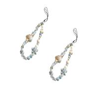 Wpppan Lot de 2 lanières de téléphone en perles de coquillages pour poignet, breloques anti-perte de téléphone portable, cordon de téléphone portable, porte-clés de voiture