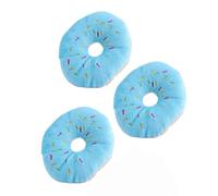 Wpppan Lot de 3 jouets en peluche en forme de donut bleu pour animal de compagnie, joli jouet couineur en forme de beignet pour animal de compagnie, jouet couineur en peluche pour chien, technologie