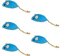 Wpppan Lot de 5 jouets bleus à herbe à chat, jouets à herbe à chat, jouet interactif léger en forme de souris, soulage l'ennui, jouet de dentition pour chat, jouets pour chat et animaux