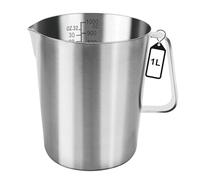 WPPQWP Gobelet doseur 1 l en acier inoxydable avec poignée, en acier inoxydable 304 de qualité alimentaire, avec graduations en onces et ml, passe au lave-vaisselle, pot à lait, cafetière, seau à