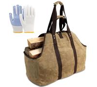 WPPQWP Grand panier à bois de cheminée, 60 x 30 x 50 cm, avec gants, pour transporter et ranger le bois de chauffage