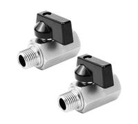 WPPQWP Lot de 2 mini robinets à boisseau sphérique 1/4", robinet d'arrêt 1/4" (1/4" IG x 1/4" AG), robinet d'arrêt en acier au carbone, interrupteur de robinet à ballon DN8, surface nickel-perlé