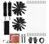 WPPQWP Lot de 22 barres de brosse de cheminée (4,9 m, Ø 150 mm), brosse en nylon, brosse de ramonage, avec barres flexibles (12 x 410 mm), utilisation avec forets électriques, pour cheminées, tuyaux