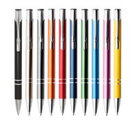 Wpro Cosima Lot de 10 stylos à bille en métal, cartouche grande capacité, poignée ergonomique bleue 20 Farbmix