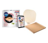 Wpro Pierre à pizza PTF200 – plaque en terre cuite et pelle d'enfour – 37,6 x 35,8 x 4,4 cm Beige