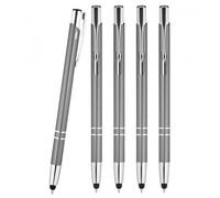 WPRO Stylosa - Lot de 5 stylets & stylos 2 en 1 - Pour écran tactile tablette et smartphone Pointe Fine gris
