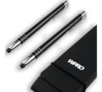 WPRO Toccara Lot de 2 stylos à bille et stylet 2 en 1, pour smartphone et tablette, pointe fine pour écran tactile 3D, noir premium