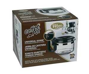 Wpro UCF200 - Verseuse en verre - 9 à 12 tasses - Universelle - Réglable en hauteur - Convient également comme Braun KFK10 SEB Moulinex Krups DeLonghi 7313283809 Bauknecht 484000000318