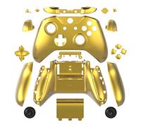 WPS Boîtier Complet de boîtier chromé avec façade + Boutons ABXY + Pare-Chocs RB LB + Rails Droite/Gauche pour manettes Xbox One S Slim (Jack 3,5 mm) Doré/chromé