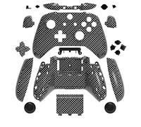 WPS Hydro Dipped Boîtier de Rechange pour Manette Xbox One S Slim (Prise Casque 3,5 mm) pour Version 1708 (Fibre de Carbone Noire argentée)