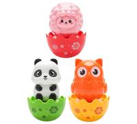 Wpsagek 3 Hochet Jouets pour Bébé, Secouer Hochet Saisir Main Hochet Jouet Sensoriel, Hibou Panda Mouton Animal Shaker Grab Jouet pour 3 6 9 12 18 Mois Bébés