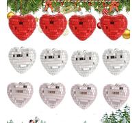 Wpsagek Lot de 12 boules disco réfléchissantes en forme de cœur pour table, bureau, maison, bar, karaoké
