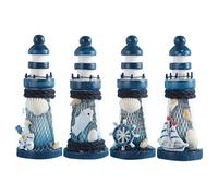 Wpsagek Lot de 4 phares Nautiques Miniatures en Bois pour décoration de Table, Plage, décoration d'intérieur