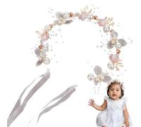 Wpsagek Serre-tête de fille de fleur pour les mariages, couvre-chef de princesse blanc fait à la main en perles, bandeau de fleurs, accessoires de cheveux de mariage pour enfant filles