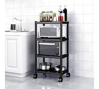 WPT Étagère de Rangement Utilitaire de Cuisine sur roulettes pour Micro-Ondes 4 étages en Acier Inoxydable
