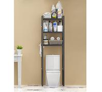WPT Étagère de toilette 3 niveaux, en acier inoxydable, étagère WC au-dessus des toilettes 50 cm de large, étagère de lavage indépendante avec crochets, étagère de toilette à haute résistance, peu