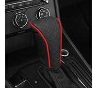 WpTrick Pommeau Levier Vitesse Capuchon Pour AUDI A4, RéSistante Housse De Levier De Vitesse, Anti DéRapant Housse Pommeau De Vitesse, RéSistant à L'Usure,B-Black+Red