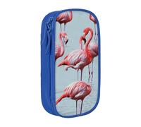 WPUTY Belle trousse à crayons de grande capacité avec imprimé de flamants roses amusants - Noir - Double couche - Trousse de maquillage et de maquillage pour étudiants, enseignants, adultes, bleu,