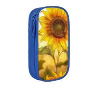 WPUTY Belle trousse à crayons de grande capacité avec imprimé tournesol jaune - Noir - Double couche - Trousse de maquillage et de maquillage pour étudiants, enseignants, adultes, bleu, Taille unique,