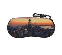 WPUTY Étui à lunettes en néoprène ultra léger avec porte-clés, motif mandala rectangulaire, pochette de protection pour lunettes, cosmétiques et cadeaux, New York City, taille unique