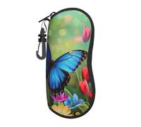 WPUTY - Étui à lunettes imprimé artistique ultra-léger en néoprène avec thème mignon de New York, porte-clés, pochette de voyage compacte pour lunettes de soleil, organisateur multi-usage pour