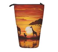 WPUTY Exotic Tribe Trousse à crayons télescopique Motif tie-dye, Éléphant et girafe au coucher du soleil, Taille unique, Cartable
