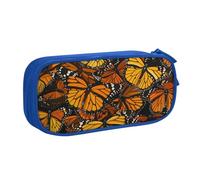 WPUTY Heaps of Orange Monarque Papillons Imprimés Grande Capacité Trousse à crayons Noir Double Couche Organisateur Papeterie Trousse de maquillage pour l'école, le bureau, les voyages, bleu, Taille