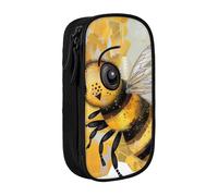 WPUTY Honey Bee Trousse à crayons de grande capacité noire double couche pour étudiants, enseignants, adultes, Noir , Taille unique, Cartable