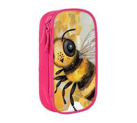 WPUTY Honey Bee Trousse à crayons de grande capacité noire double couche pour étudiants, enseignants, adultes, rose, Taille unique, Cartable