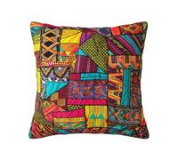 WPUTY Housse de coussin en lin imprimé patchwork africain 50 x 50 cm avec décoration moderne pour canapé, lit, voiture, bureau