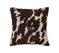 WPUTY Housse de coussin en lin imprimé peau de vache marron - 40 x 40 cm - Avec décoration moderne - Pour canapé, lit, voiture, bureau