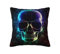 WPUTY Housse de coussin en lin imprimé tête de mort cool - 40 x 40 cm - Avec décoration moderne - Pour canapé, lit, voiture, bureau