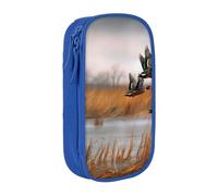 WPUTY Hunting Flying Wild Duck 3 Trousse à crayons imprimée de grande capacité noire double couche pour étudiants, enseignants, adultes, bleu, Taille unique, Cartable