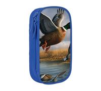 WPUTY Hunting Flying Wild Ducks by The Lake Trousse à crayons de grande capacité noire double couche pour étudiants, enseignants, adultes, bleu, Taille unique, Cartable