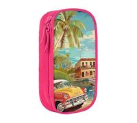 WPUTY Island of Cuba Trousse à crayons de grande capacité avec double couche pour étudiants, enseignants, adultes Noir, rose, Taille unique, Cartable