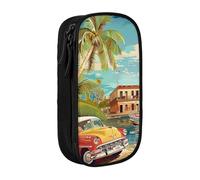 WPUTY Island of Cuba Trousse à crayons de grande capacité avec double couche pour étudiants, enseignants, adultes Noir, Noir , Taille unique, Cartable